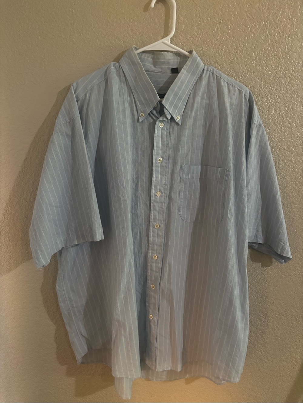 Burberry Light Blue & White Vertical Stripe Short-Sleeve Button-Down Shirt
